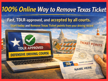 A Texas driver receiving a digital confirmation that their ticket was dismissed after completing a course to Remove Texas Ticket penalties.
