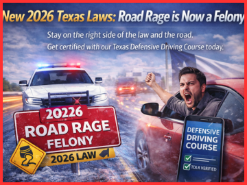 A calm driver practicing deep breathing behind the wheel while navigating heavy Houston traffic.