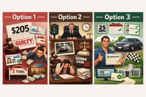 Three legal options to handle an Austin school zone ticket, including defensive driving dismissal.