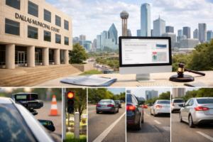 Driver dealing with a traffic stop scenario representing Austin speeding ticket dismissal and defensive driving process