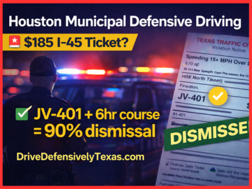Houston Municipal Court JV-401 ticket dismissal guide for I-45 speeding.