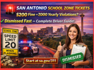 San Antonio school zone ticket dismissal guide with $200 fine and 7,000 yearly violations.