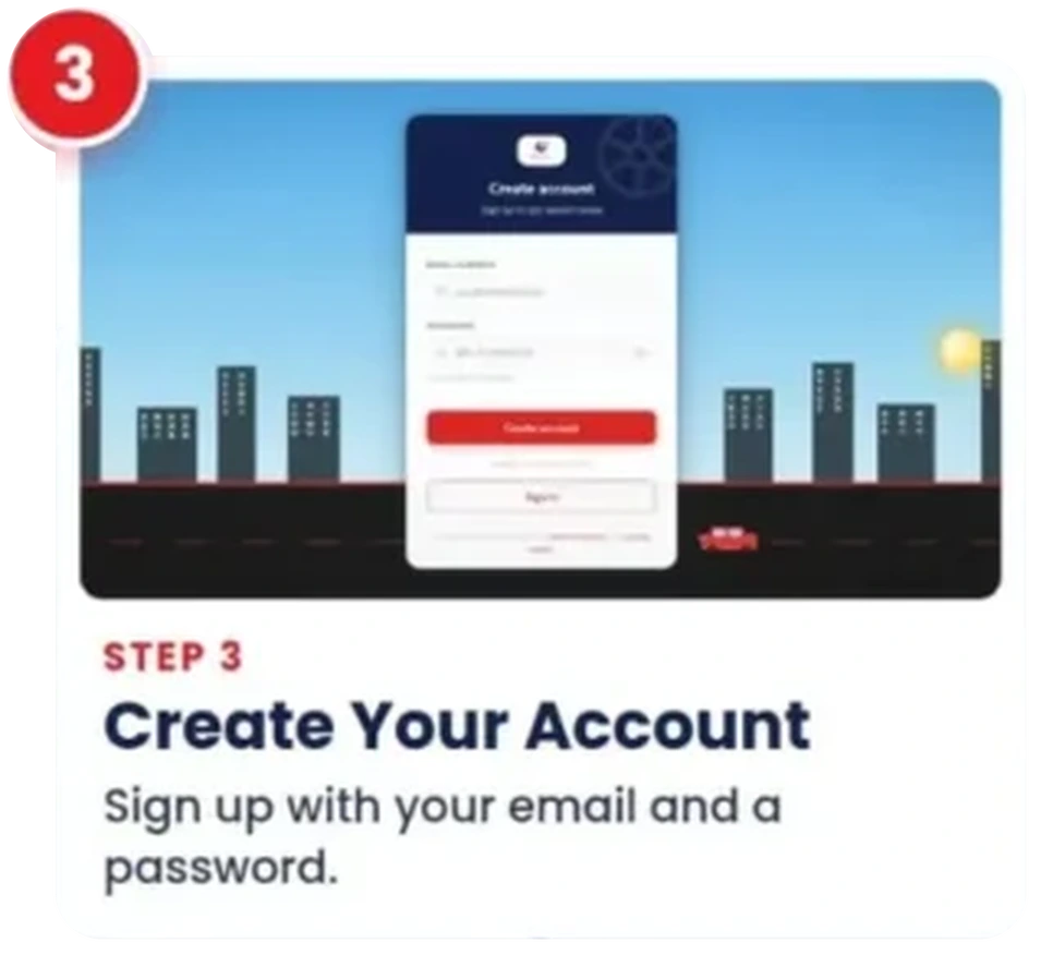 Step 3: create your account with your email and a password