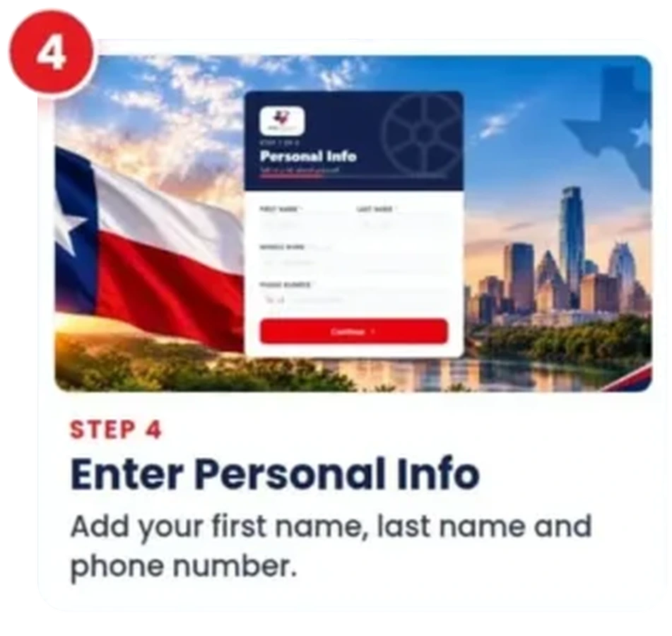Step 4: enter your first name, last name and phone number