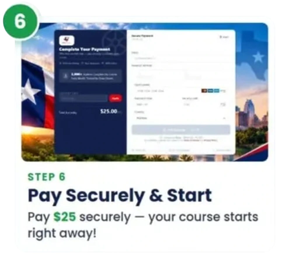 Step 6: pay $25 securely and start the course