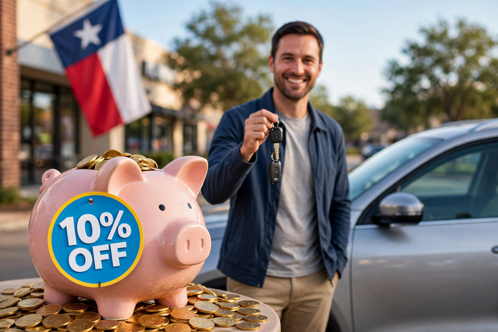 Texas driver saving 10 percent on car insurance with defensive driving course