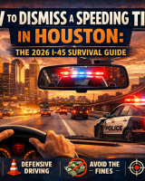 Driver pulled over by police on I-45 in Houston showing how to dismiss a speeding ticket in Houston with defensive driving guide 2026